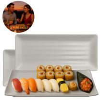 2 Travessas P/Servir 35cm Melamina Estilo Granilite Moderna