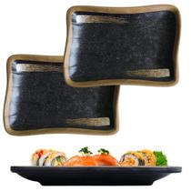 2 Travessas Petisqueira Prato Oriental Preto 100% Melamina