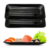 2 Travessas Prato em Melamina Preto p/ Restaurante Japones