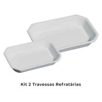 2 Travessas Retangular Cerâmica Assadeira Refratária Forno