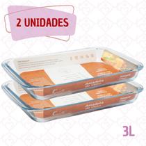 2 Travessas Retangular Grande 3L Panqueca Lasanheira Bolo