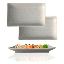 2 Travessas Retangular Petisqueira pra Servir Comida Japonesa 18cm