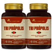 2 Tri Própolis - Extrato de Própolis Verde, Marrom, Vermelho Compostos Fenólicos 60 Cápsulas 500mg