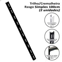 2 Trilhos Cremalheira Rasgo Simples 100cm 1m para Prateleira