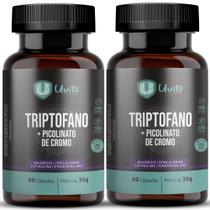 2 Triptofano 5htp Serotonina + Picolinato Cromo 60 Cáps Uvits Sem Sabor