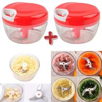 2 Trituradores Mini processador Manual de Alimentos cortador veduras legumes mixer 500ml