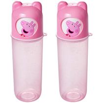 2 Tubos Giratório Infantil Peppa Pasta Escova Itens Higiene