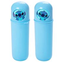 2 Tubos Giratório Infantil Stitch p/ Escola Pasta Itens Higiene