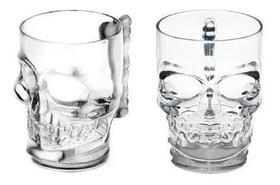 2 un Caneca Caveira De Vidro Chopp Cerveja Rock Style 365ml 7214