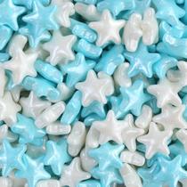 2 Un Confeito comestível Sugar Beads Estrela branco e azul