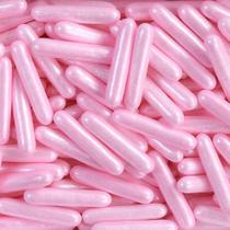 2 Un Confeito comestível Sugar Rods Rosa Perolizado 20mm