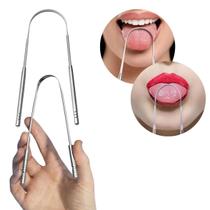 2 Un Limpador Raspador De Língua Em Aço Inox Para Higiene Bucal