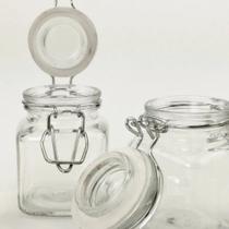 2 un. potes de vidro c/ travas herméticas p/ conservar alimentos - 90 ml