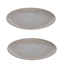 2 UN Prato Lanche Sobremesa Redondo Durável 20cm Cinza