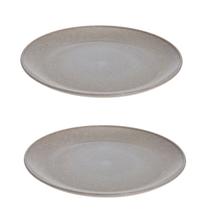 2 UN Prato Lanche Sobremesa Redondo Resistente 20cm Cinza