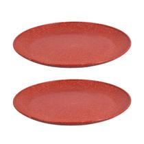 2 UN Prato Lanche Sobremesa Redondo Resistente 20cm Vermelho