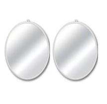 2 Und Espelho Oval Médio Plástico Branco Decoração 26X21Cm
