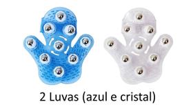 2 Unid. Luva Massagem 9 Esferas AÇO ( Azul e Cristal ) 2 Unid. Luva Massagem 9 Esferas AÇO ( Azul e Cristal )