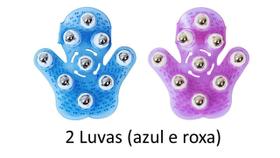 2 Unid. Luva Massagem 9 Esferas AÇO ( Azul e Roxa )