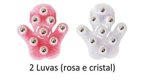 2 Unid. Luva Massagem 9 Esferas AÇO ( Rosa e Cristal ) 2 Unid. Luva Massagem 9 Esferas AÇO ( Rosa e Cristal )