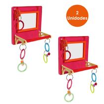2 Unidades Brinquedo Multiplay Diversão c/ Poleiro e Espelho Bird Toy Playground - Passaros Diversos