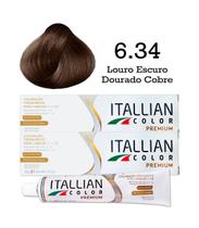 2 Unidades Coloração Itallian Color 6.34 Louro Escuro Dourado Cobre