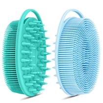 2 unidades de esfoliador corporal de silicone, bucha de silicone premium para mulheres, homens e crianças, esfoliação suave para banho e chuveiro para todos os tipos de pele (azul e verde) 2 unidades de esfoliador corporal de silicone, bucha de silicone premium para mulheres, homens e crianças, esfoliação suave para banho e chuveiro para todos os tipos de pele (azul e verde)
