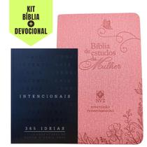 2 Unidades de Livros de Estudo Bíblico da Mulher Sendo: 1 Bíblia Florida Rosa Feminina + 1 Devocional Intencionais 365 Dias de Jovens Para Jovens