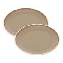 2 Unidades De Prato De Jantar 27cm Bege Chique Fosco Moderno 2 Unidades De Prato De Jantar 27cm Bege Chique Fosco Moderno