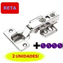 2 Unidades Dobradiça Com Amortecedor Reta 35mm Calço Fixo para armário de cozinha/móveis em geral