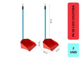 2 Unidades Pá De Lixo Multiuso Grande Com Cabo Longo Coletora Reforçada