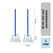 2 Unidades Pá De Lixo Multiuso Metal Aço Galvanizado Com Cabo Longo Reforçada Com Alça De Pendurar 2 Unidades Pá De Lixo Multiuso Metal Aço Galvanizado Com Cabo Longo Reforçada Com Alça De Pendurar