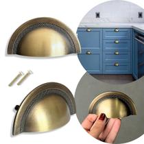 2 unidades Puxador concha, Dourado fosco, Metal Zamac-64mm