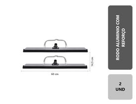 2 Unidades Rodo Para Limpeza Grande De Alumínio Multiuso Com Reforço Eva Duplo 60 Cm Puxa e Seca Banheiro Sem Cabo