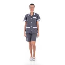 2 Unidades Uniforme Bermuda E Jaleco Algodão Premiun Lindo Tamanho:GCor:Cinza