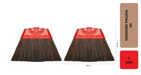 2 Unidades Vassouras Piaçava Natural Reforçada Multiuso Cheia Limpeza Interna e Externa Sem o Cabo