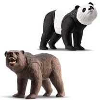 2 Unids Brinquedo Animal Realista Vinil Urso e Panda