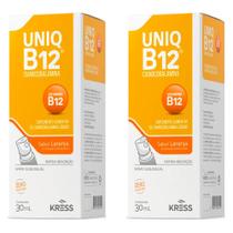 2 Uniq b12 spray sublingual 30ml suplementação de vitamina b12 Kress