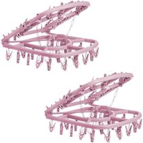 2 Varal Para Peças Pequenas Dobrável Portátil 48 Prendedores Forte Suspenso Para Apartamento Meia Calcinha Cueca