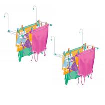 2 Varal Portátil Quick Aço para Portas Janelas Box Branco