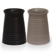 2 Vaso Em Cerâmica Chateau Preto Cinza Decoração Ambiente 2 Vaso Em Cerâmica Chateau Preto Cinza Decoração Ambiente