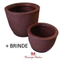 2 Vaso Polietileno Redondo Marrom Decoração Jardim P + G 2 Vaso Polietileno Redondo Marrom Decoração Jardim P + G