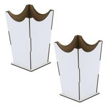 2 Vasos Cachepot Alto Meia Lua Linha Premium - Mdf Branco 2 Vasos Cachepot Alto Meia Lua Linha Premium - Mdf Branco