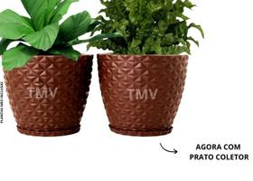 2 Vasos Cone Planta Decorativo Jardim Varanda Polietileno-marrom