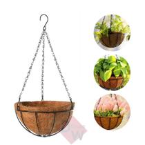 2 Vasos De Pendurar Fibra Coco Vaso Cuia Pendente Ferro