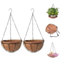 2 Vasos Fibra De Coco 15cm Planta Suspenso Pendente Corrente