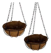 2 Vasos Fibra De Coco 30Cm Planta Suspenso Pendente Corrente