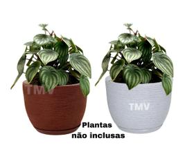 2 Vasos Planta Flor Decorativo Cone Casa Sala Luxo Polietileno P --Cinza+marrom - Três Mares Variedades
