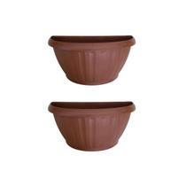 2 Vasos Plástico Para Plantas Decorativo Parede 820Ml Marrom