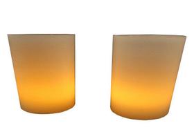 2 Vela De Led + 2 Luminária 8x8x8cm Cilíndrica De Parafina Decoração - encanto velas